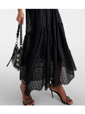 Vestido largo con bordado de algodón Marant Etoile negro