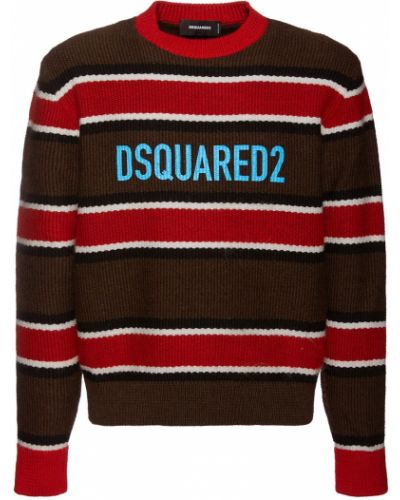 Вълнен пуловер на райета Dsquared2 синьо