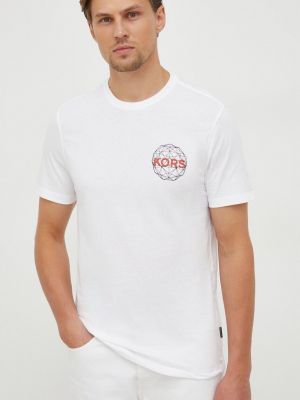 Памучна тениска с дълъг ръкав с принт Michael Kors бяло