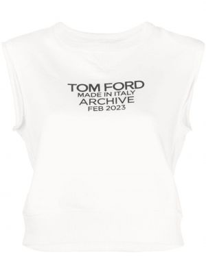 Памучен топ с принт Tom Ford бяло