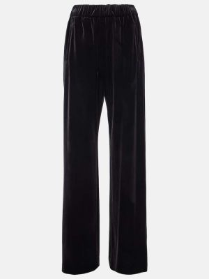 Sametové kalhoty s vysokým pasem relaxed fit Dolce&gabbana černé