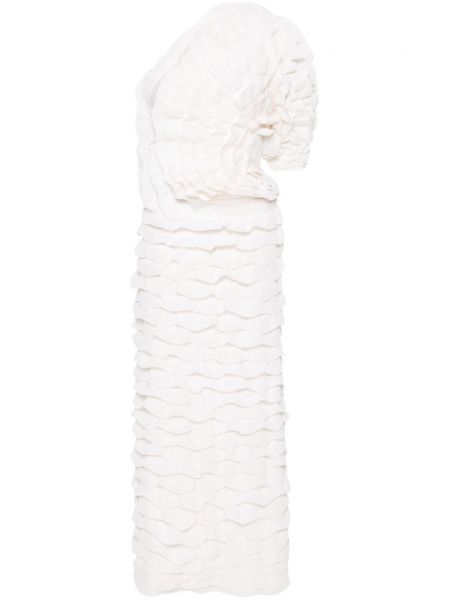 Асиметрична вечерна рокля с волани Chloé бяло