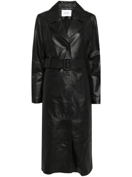 Manteau en cuir Yves Salomon noir
