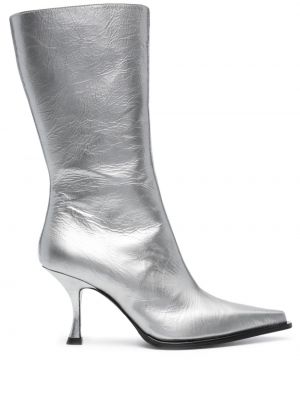 Kožené kotníkové boty Acne Studios stříbrné