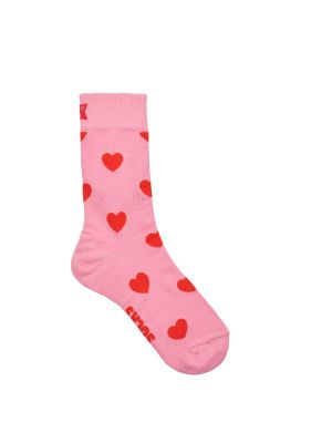 Podkolenky se srdcovým vzorem Happy Socks růžové
