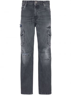 Distressed straight jeans mit taschen Balmain schwarz