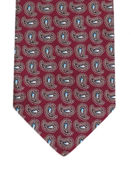 Jedwabny krawat z wzorem paisley Etro czerwony