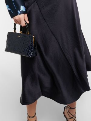 Drapované asymetrické saténové midi sukně Vince černé