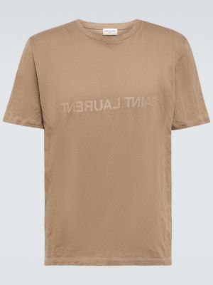 Kokvilnas t-krekls džersija Saint Laurent bēšs