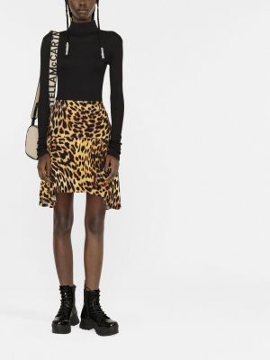 Leopardí mini sukně s potiskem Stella Mccartney hnědé