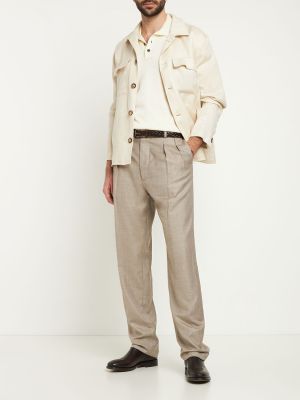 Spodnie wełniane plisowane Giorgio Armani