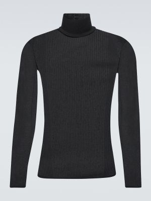 Zīda vilnas džemperis ar augstu apkakli Givenchy melns