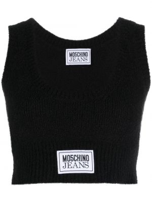 Crop top tricotate Moschino Jeans negru