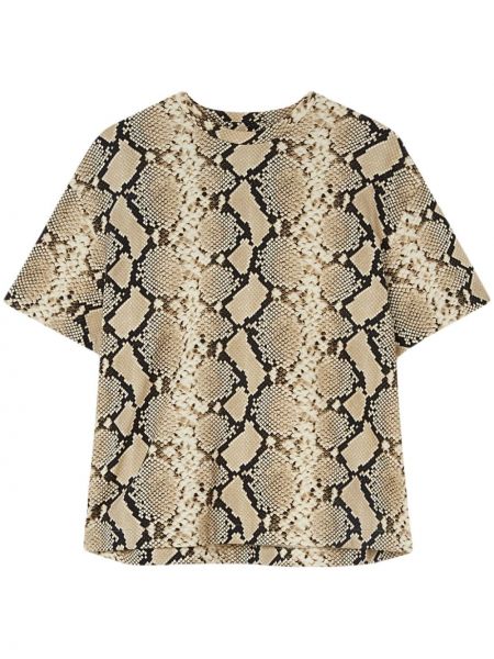 Βαμβακερή μπλούζα με σχέδιο Jil Sander καφέ