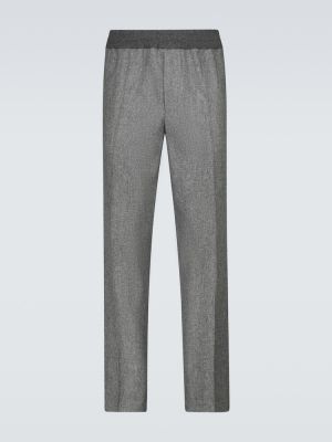 Pantalones de lana de franela Moncler gris