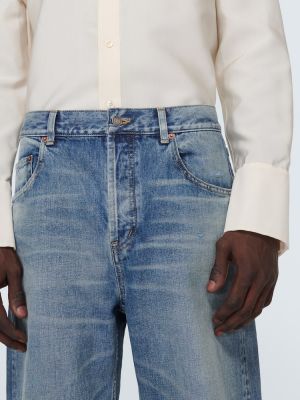 Voľné menčestrové džínsy s rovným strihom Saint Laurent modrá