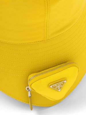 Nylonowy kapelusz Prada żółty