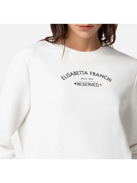 Bluza bawełniana z nadrukiem Elisabetta Franchi biała