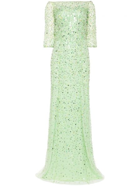 Βραδινό φόρεμα με παγιέτες Jenny Packham πράσινο