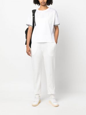 Bavlněné přiléhavé sportovní kalhoty Moorer bílé