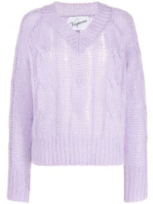 Пуловер с v-образно деколте Vaquera виолетово