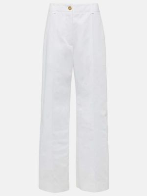 Pantaloni din bumbac cu croială lejeră Patou alb