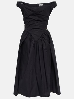 Βαμβακερή μίντι φόρεμα Vivienne Westwood μαύρο