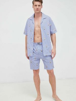 Памучна пижама с принт Polo Ralph Lauren синьо