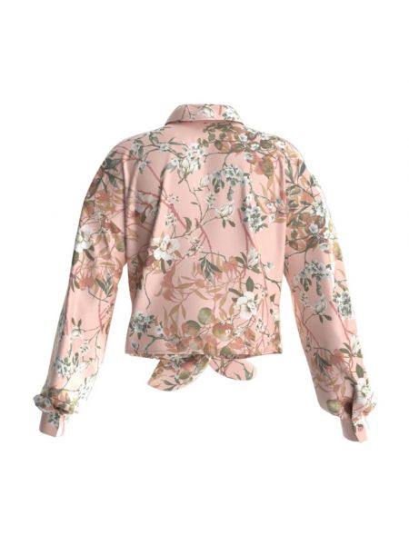 Satynowa koszula w kwiatki Guess różowa