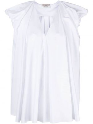 Bluză cu decolteu în v plisată Alexander Mcqueen alb