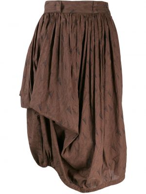 Midi sukně s vysokým pasem na zip s potiskem Versace Pre-owned - hnědá
