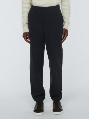 Pantalones de cachemir de algodón con estampado de cachemira Zegna negro