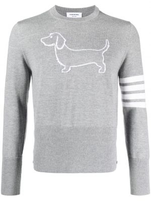 Svītrainas vilnas džemperis Thom Browne pelēks