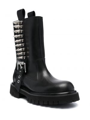 Kožené kotníkové boty Moschino černé