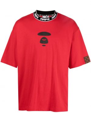 T-shirt i bomull med mönster Aape By *a Bathing Ape® röd