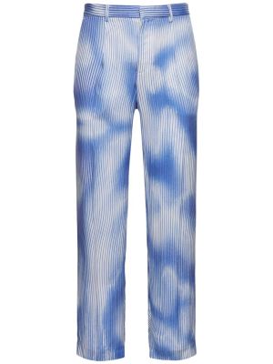 Batikované viskózové kalhoty Federico Cina modré