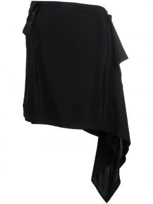 Drapované asymetrické sukně s knoflíky Yohji Yamamoto - černá