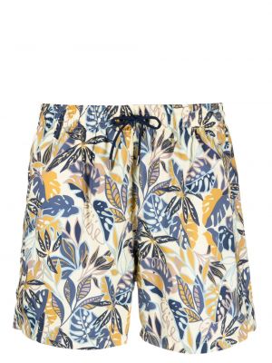 Kratke hlače s cvetličnim vzorcem s potiskom Canali rumena