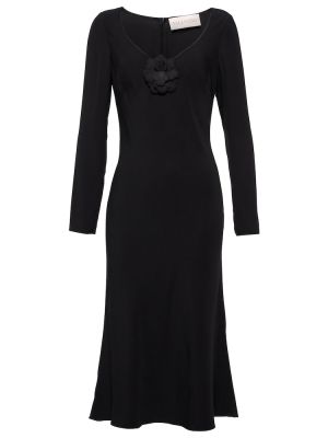 Midi haljina s cvjetnim printom Valentino crna