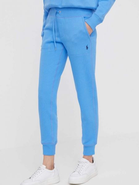 Spodnie sportowe w jednolitym kolorze Polo Ralph Lauren niebieskie