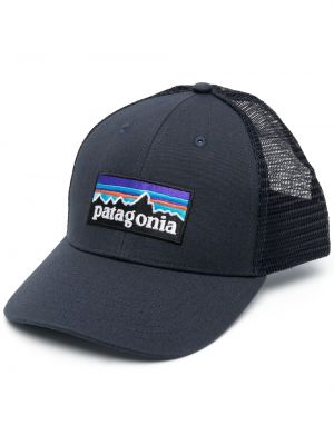Памучна шапка с козирки Patagonia синьо