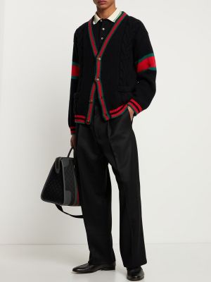 Cardigan di lana in maglia Gucci nero
