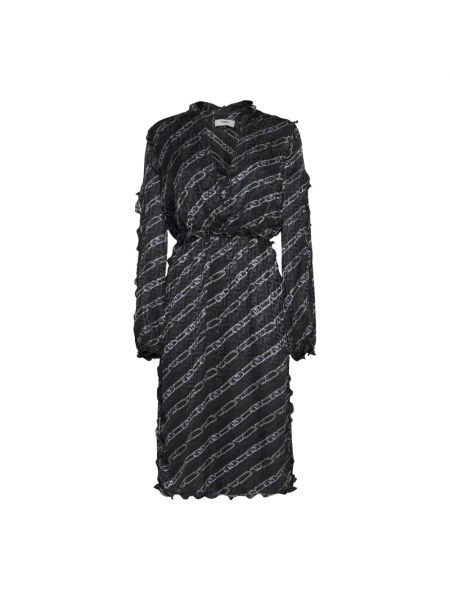 Jedwabna sukienka midi Fendi czarna
