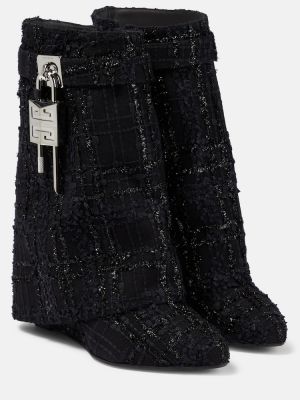 Обувки до глезена от туид Givenchy черно