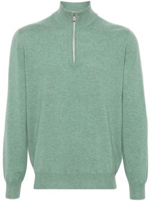 Kašmírový sveter na zips Brunello Cucinelli zelená