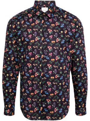 Bombažna srajca s cvetličnim vzorcem s potiskom Paul Smith vijolična