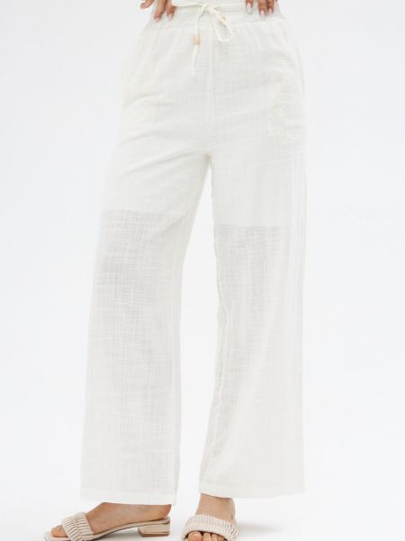 Lněné kalhoty Laluvia bílé
