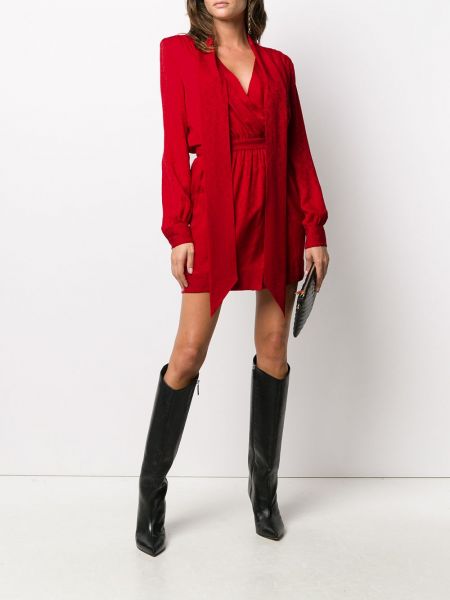 Vestido de cóctel con lazo Saint Laurent rojo