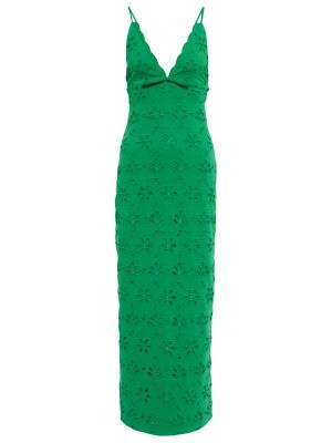 Памучна миди рокля бродирана от джърси Giambattista Valli зелено