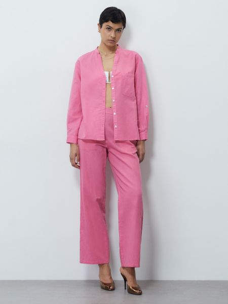 Pantalones de lino Sfera rosa